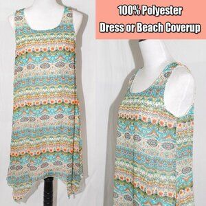 NWT BOHO Midi Dress Beach Coverup Espresso Large 19”ptp Summer Sleeveless NEW